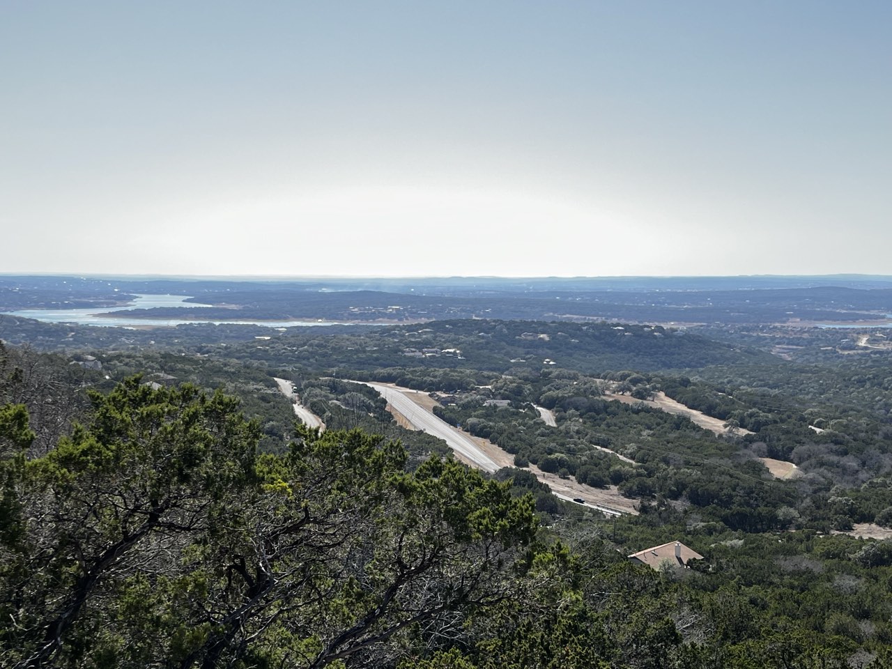 Hill Country view from a rooftop job site outside Austin